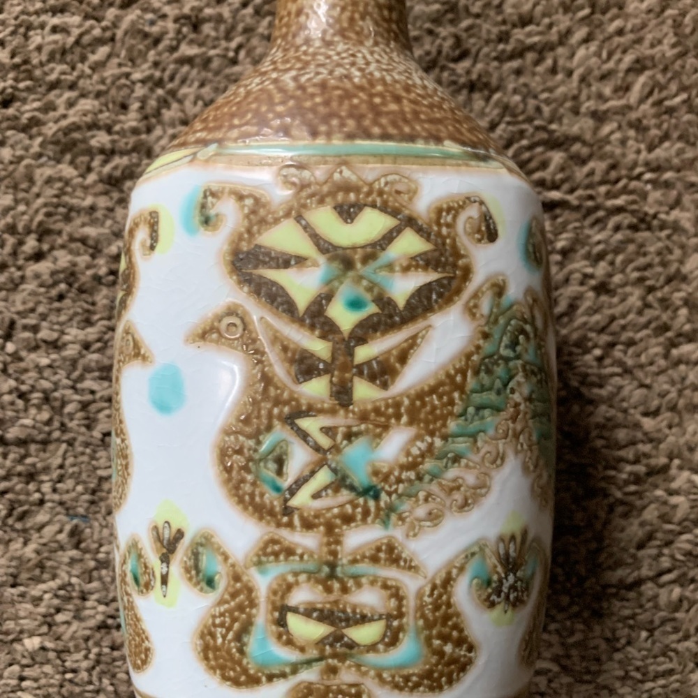 Vintage 1940s–1950s Nils Thorsson Fajance Vase with Bird Motif - Picture 3 of 5